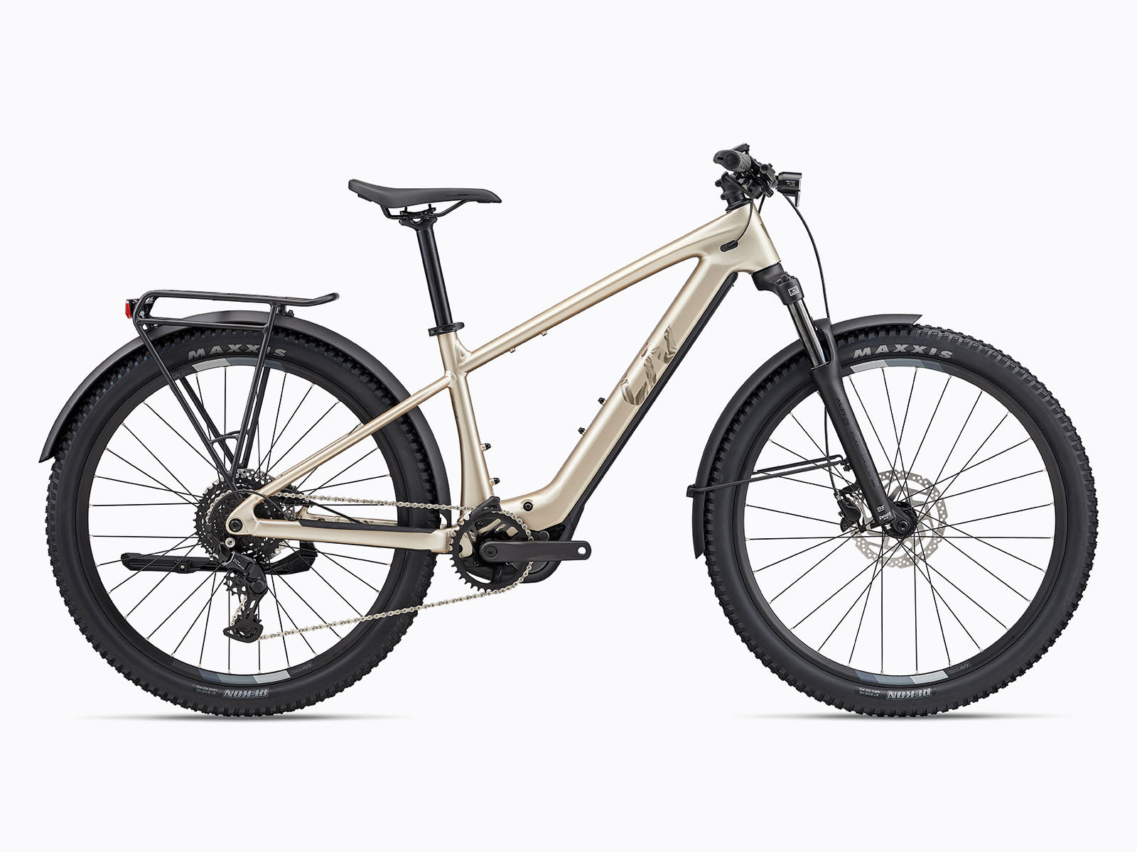 A white mountain bike